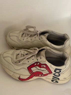 Gucci Rython Mouth Lips Sneakers Size Woman US 10.5 or Men US 9